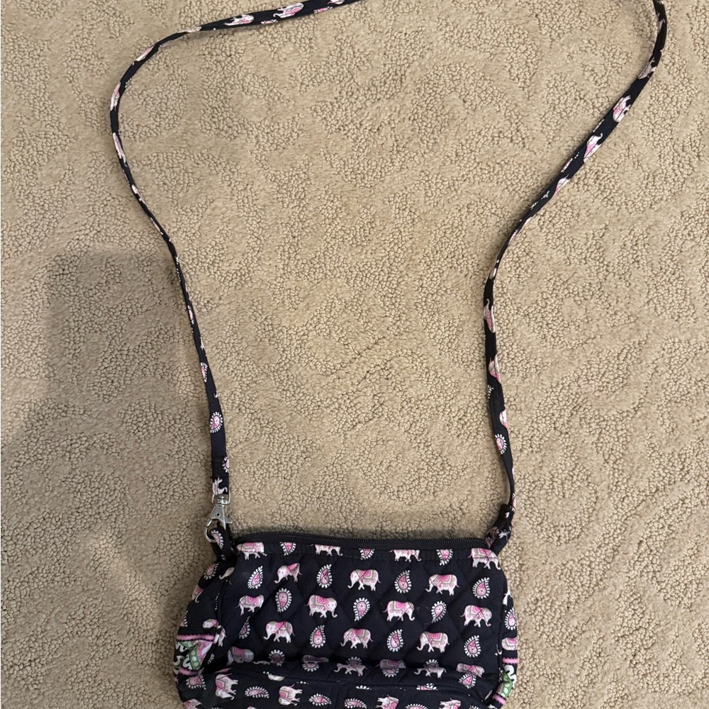 Vera Bradley Black and Pink Elephant Crossbody Bag